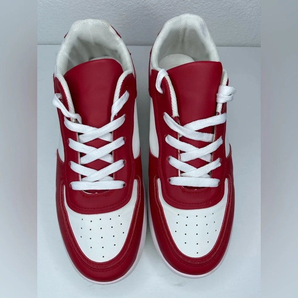 Wild Diva Lounge Red White Lace up Sneakers Retro Casual Size 10